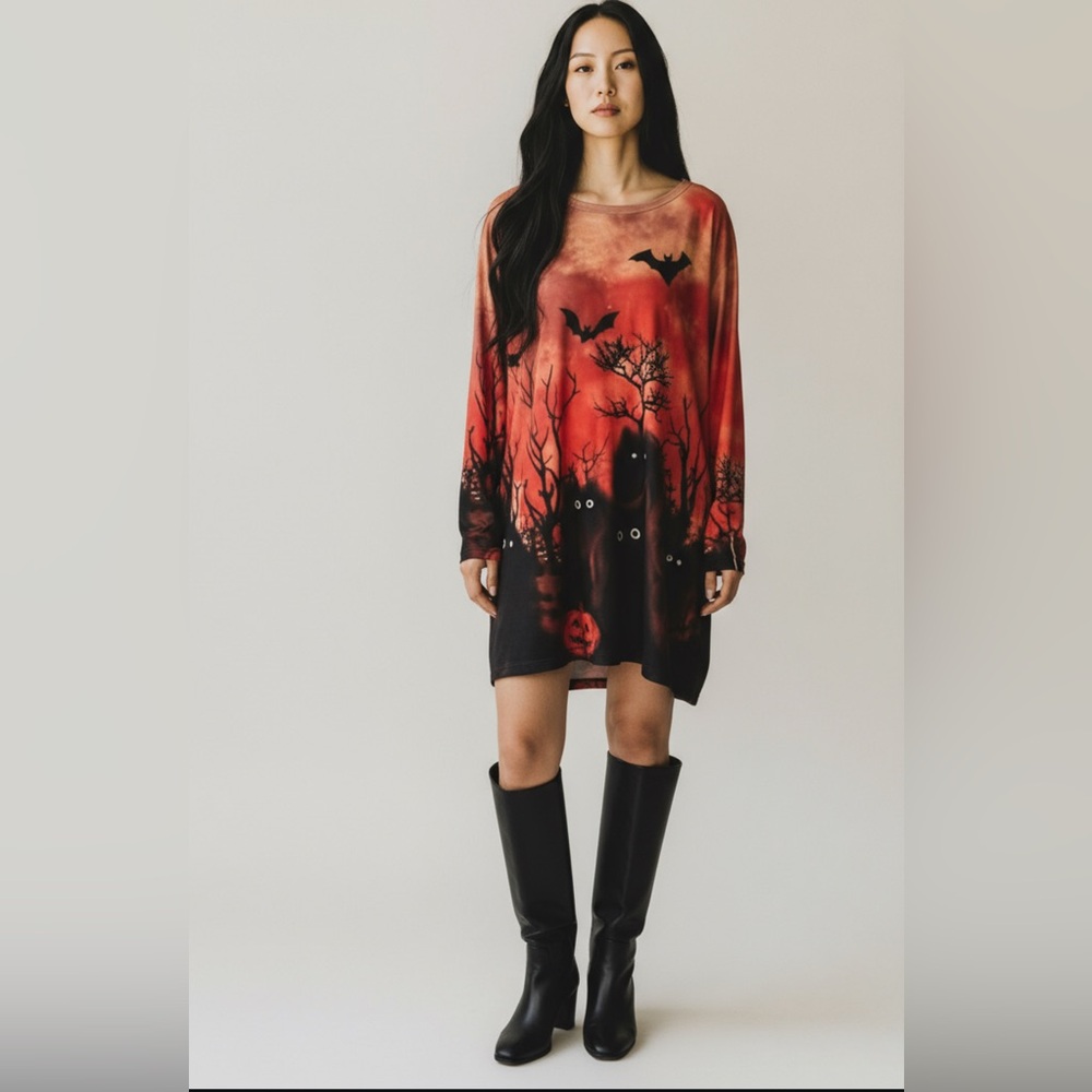 BLACK Cat Halloween dress size Medium New With Tags